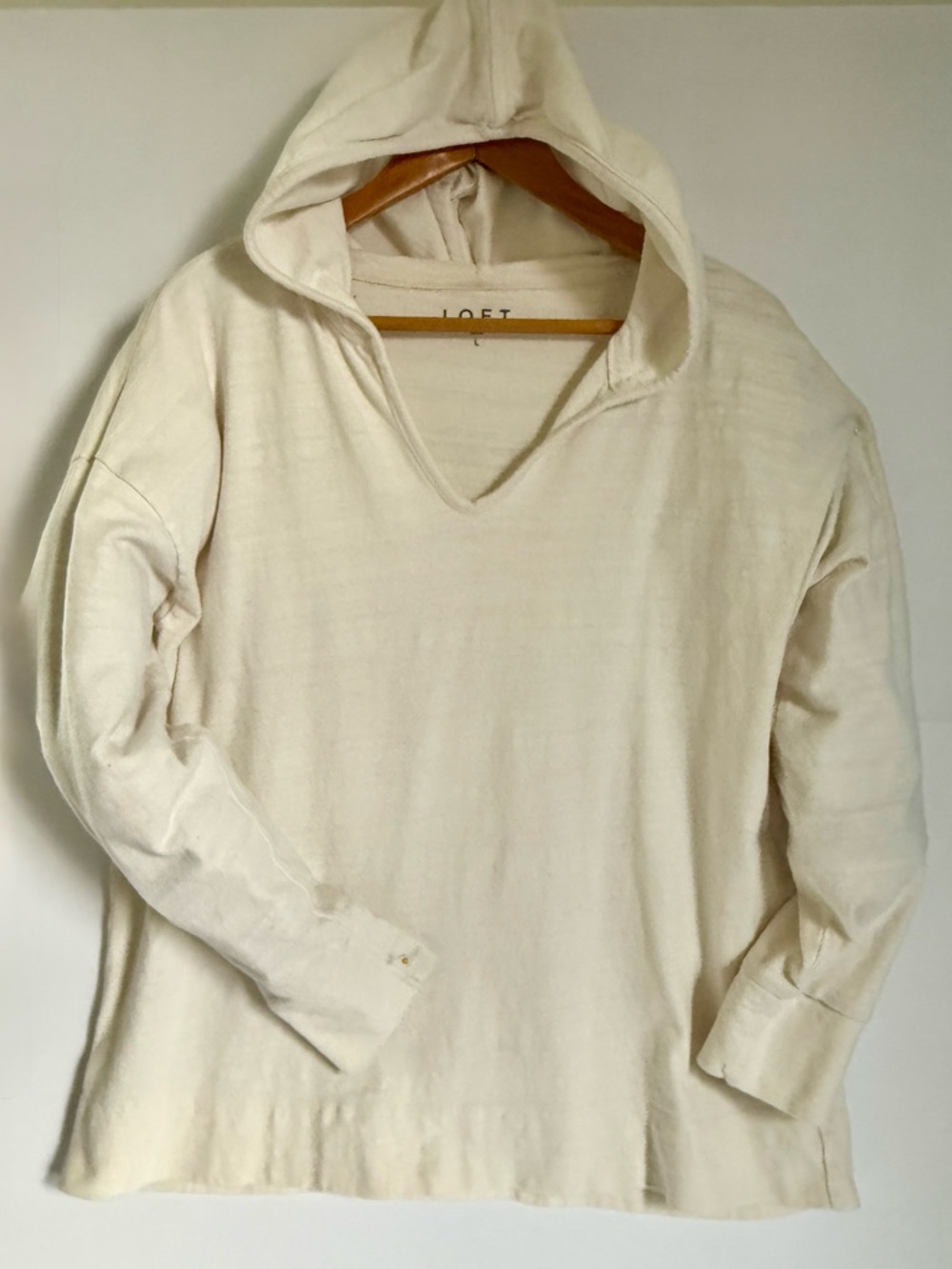 Loft Cream Hooded Lightweight Pullover